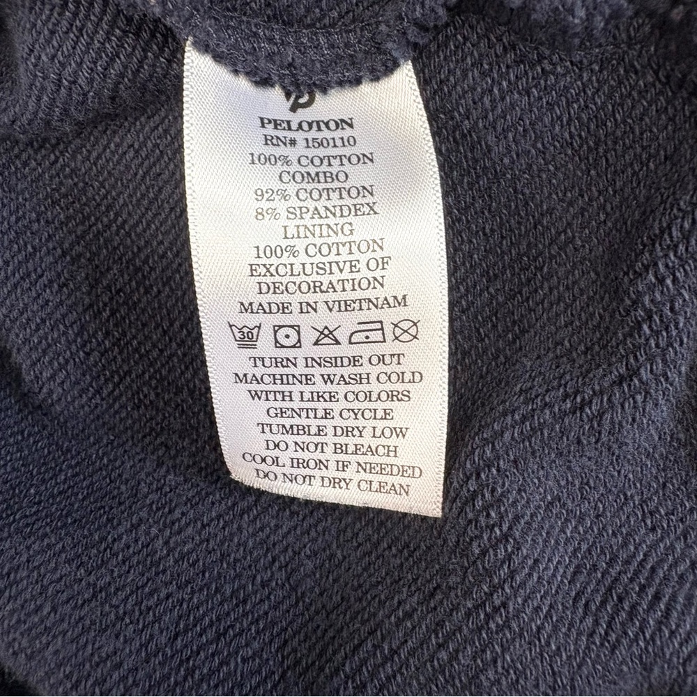 Peloton Rib Insert Pullover Hoodie Sweatshirt in Navy Blue Medium - Picture 13 of 13